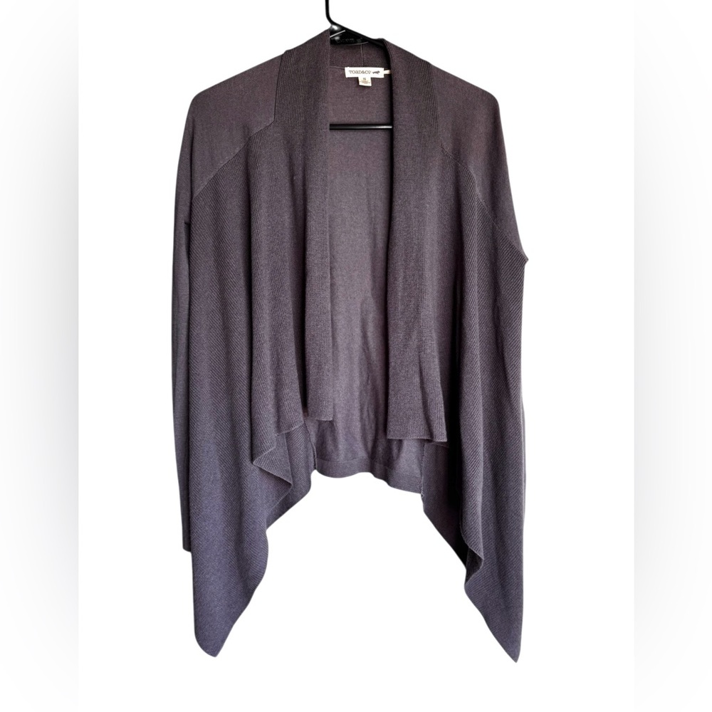 Toad&Co Merino Wool Waterfall Cardigan Gray Small Lightweight Layering Sweater